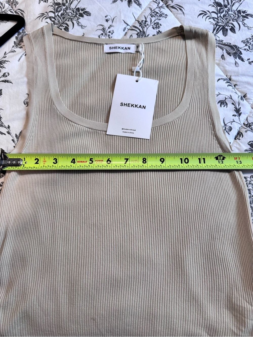 Square-Neck Ribbed Tank Top - Cream - Picture 6 of 9